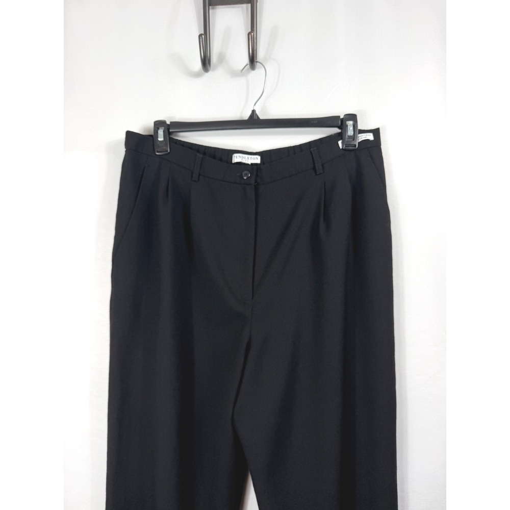 Pendleton Trousers Women's 16W Black 100% Virgin Wool Pleated Lined‎ Pants USA